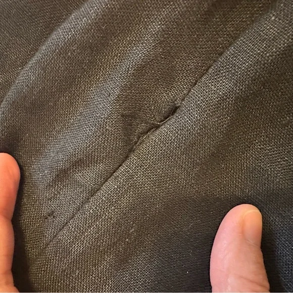 Posse Tia tailored linen flared pants black medium elastic back waist - Picture 6 of 11